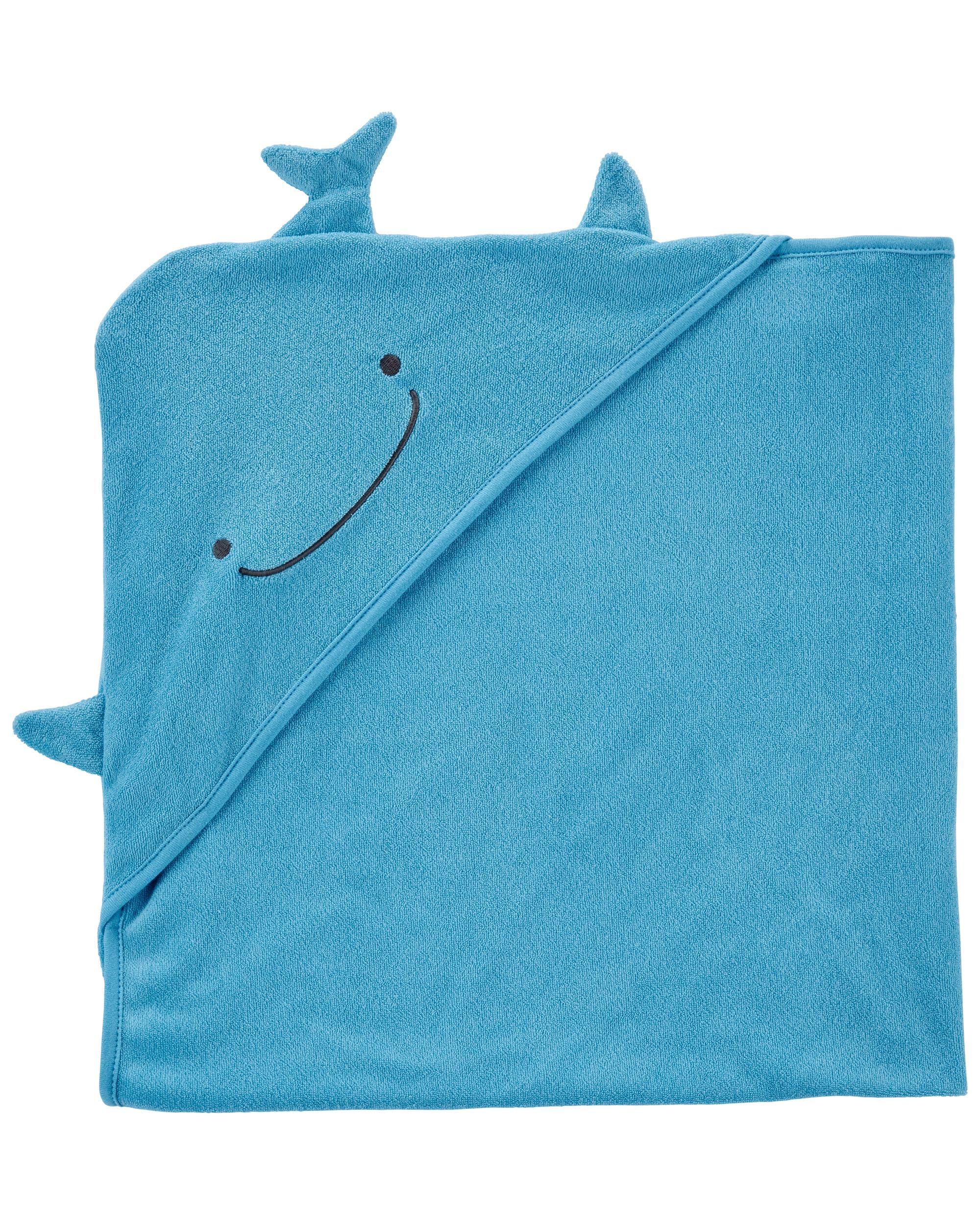 Carter's hooded towel light blue texture closeup reveals soft velour terry and absorbent weave.