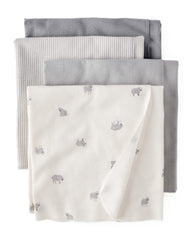 Carter's baby receiving blanket grey stripe for layering during stroller rides