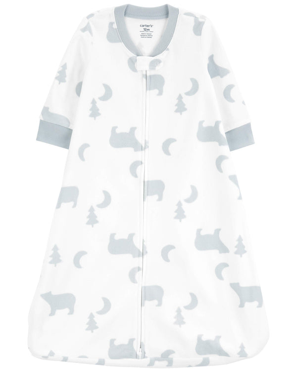 Carter's baby sleep bag white-blue woodland front view showing cozy design for newborns