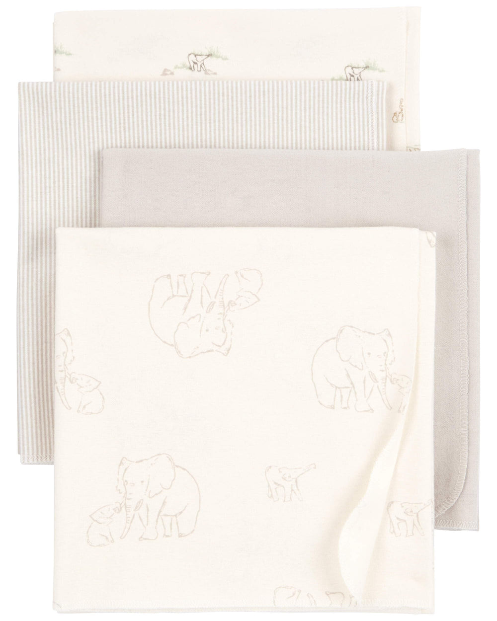 Carter's cream elephant receiving blanket in a bassinet as a breathable layer