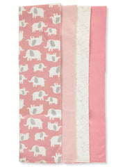 Carter's Elephant March blanket pink and white prints—soft, breathable fabric for baby comfort.