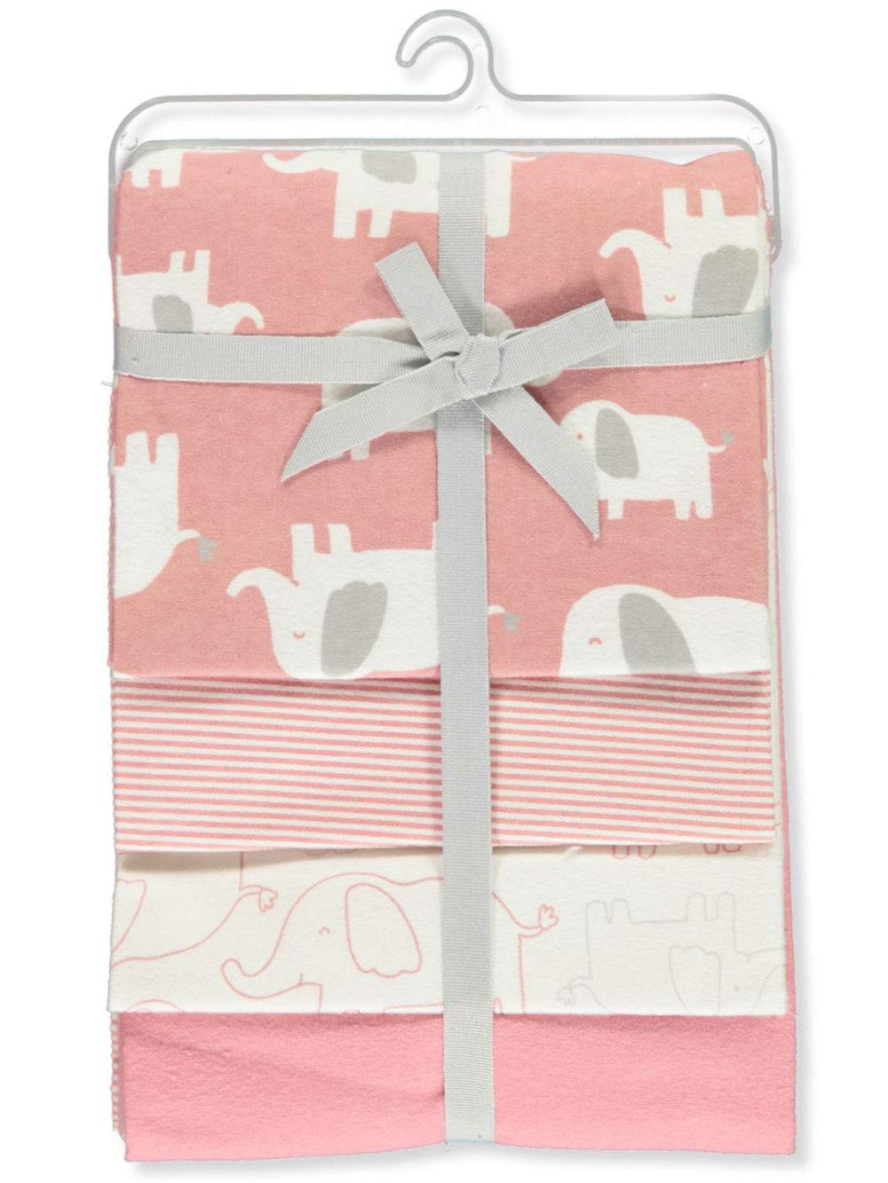 Carter's Elephant March receiving blanket in pink and white—soft cotton for newborn swaddling.