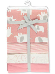 Carter's Elephant March receiving blanket in pink and white—soft cotton for newborn swaddling.