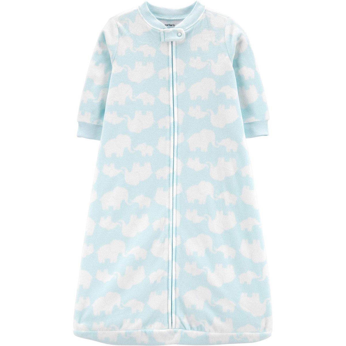 Carter's elephant sleepbag front view shows cozy fleece warmth for baby nights.