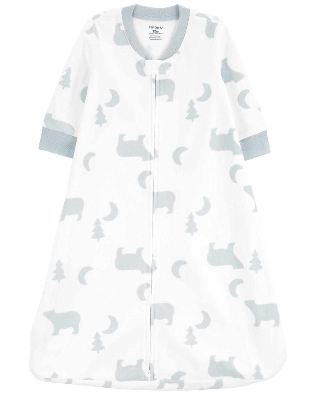 Carter's sleep bag woodland front view, showcasing cozy fabric and overall look.