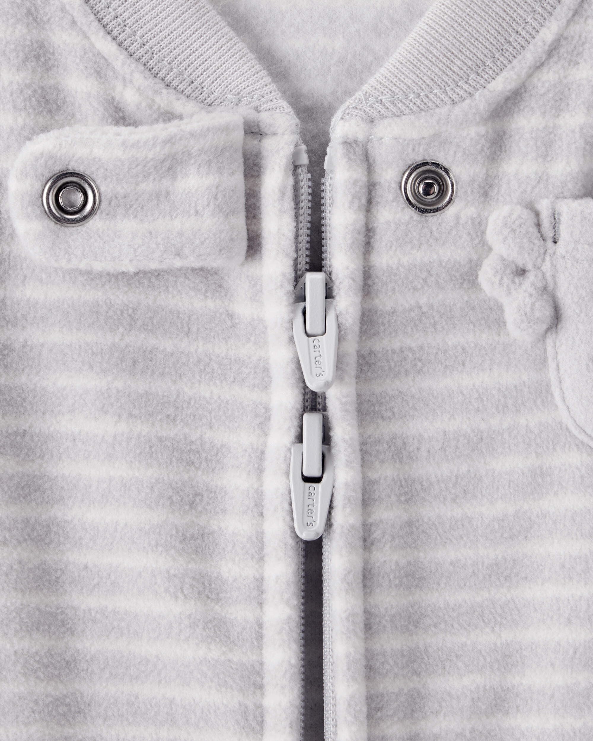 Carter's sleep bag grey koala, zip-close, quick changes without waking baby