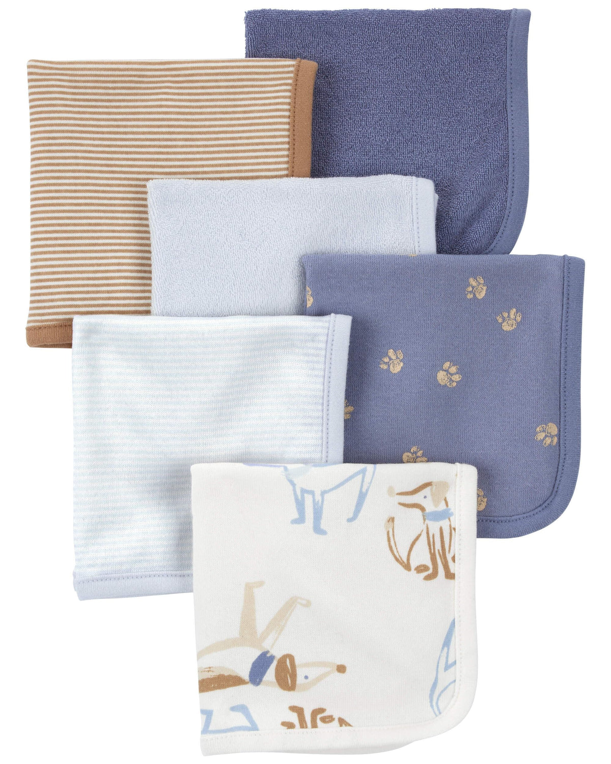 Carter's washcloths blue and ivory set with soft absorbent fabric for daily baths