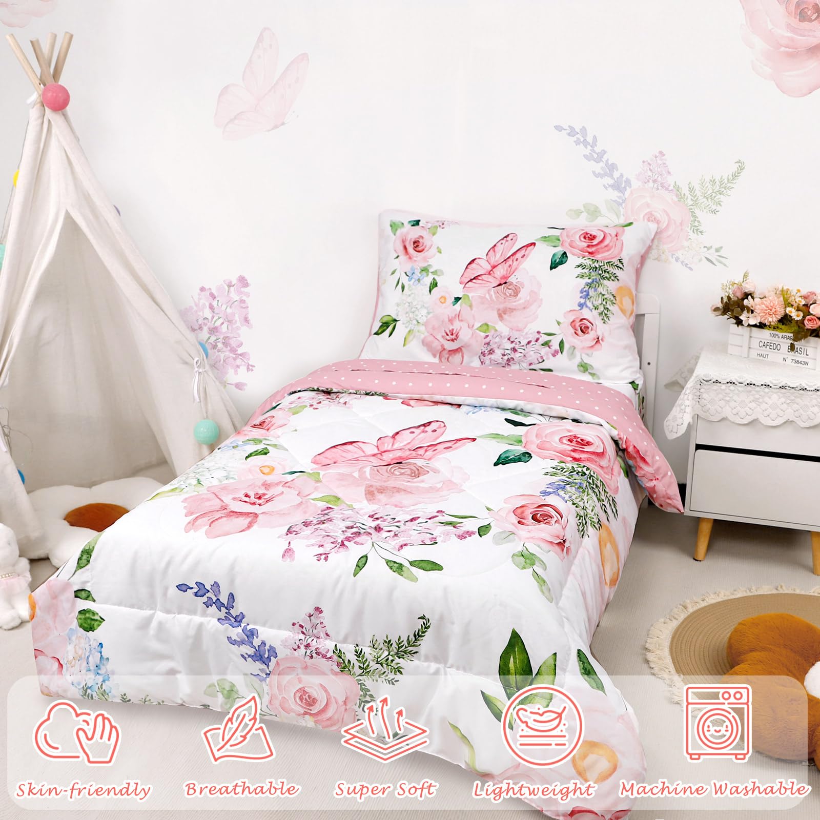 CARUILI butterfly pillowcase complements the theme with soft touch