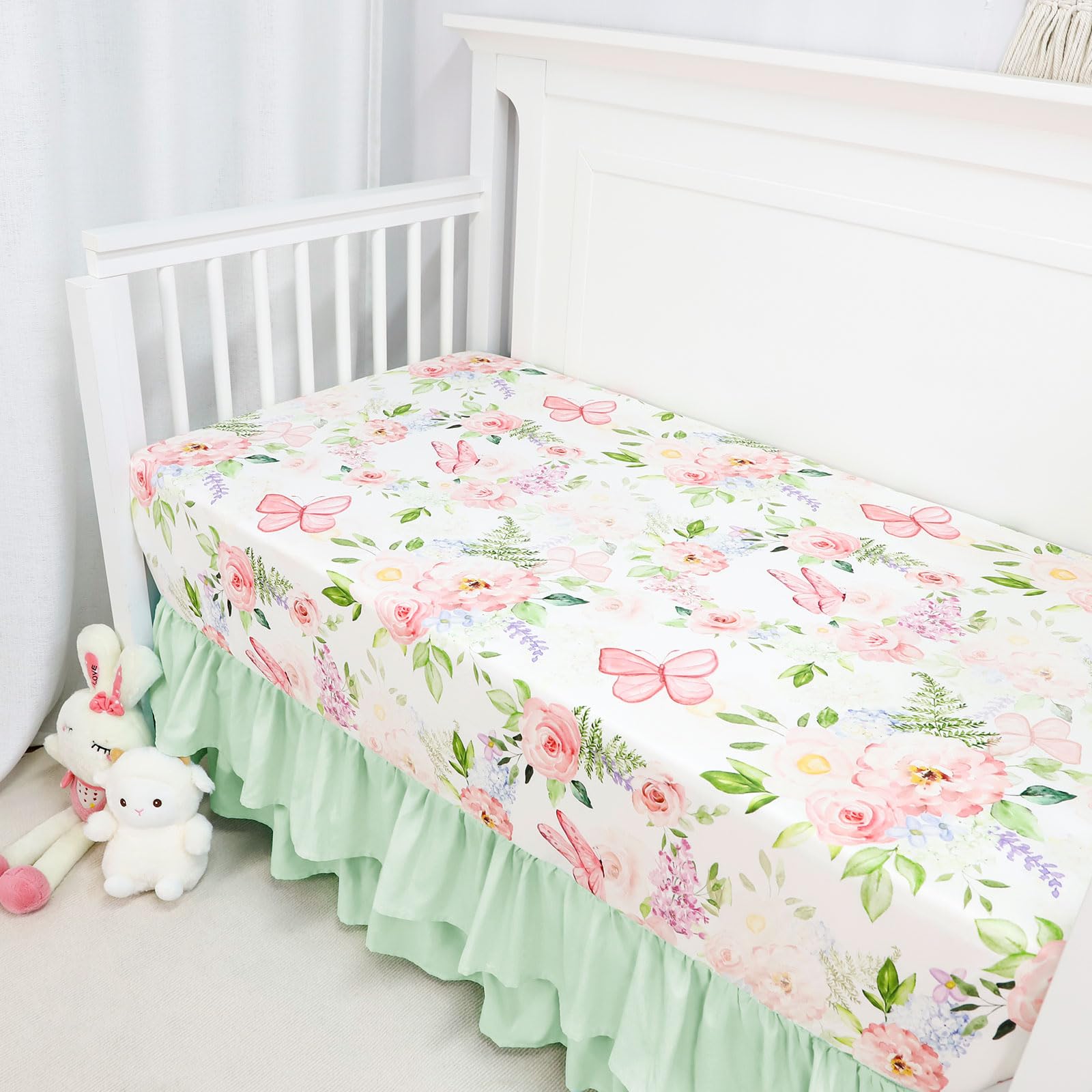 Caruili fitted crib sheet with elastic edge for a secure, snug fit