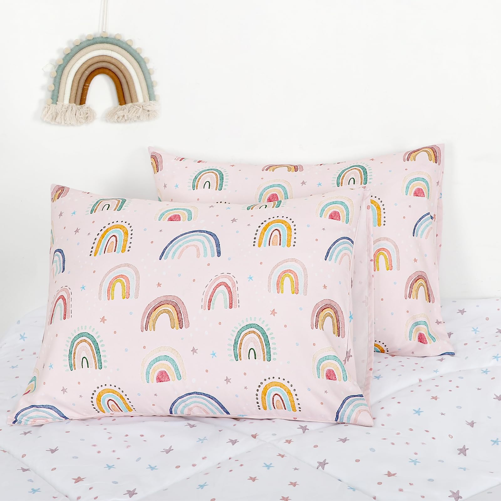 CARUILI Girls room setup with Rainbow Dreams coordinating textures