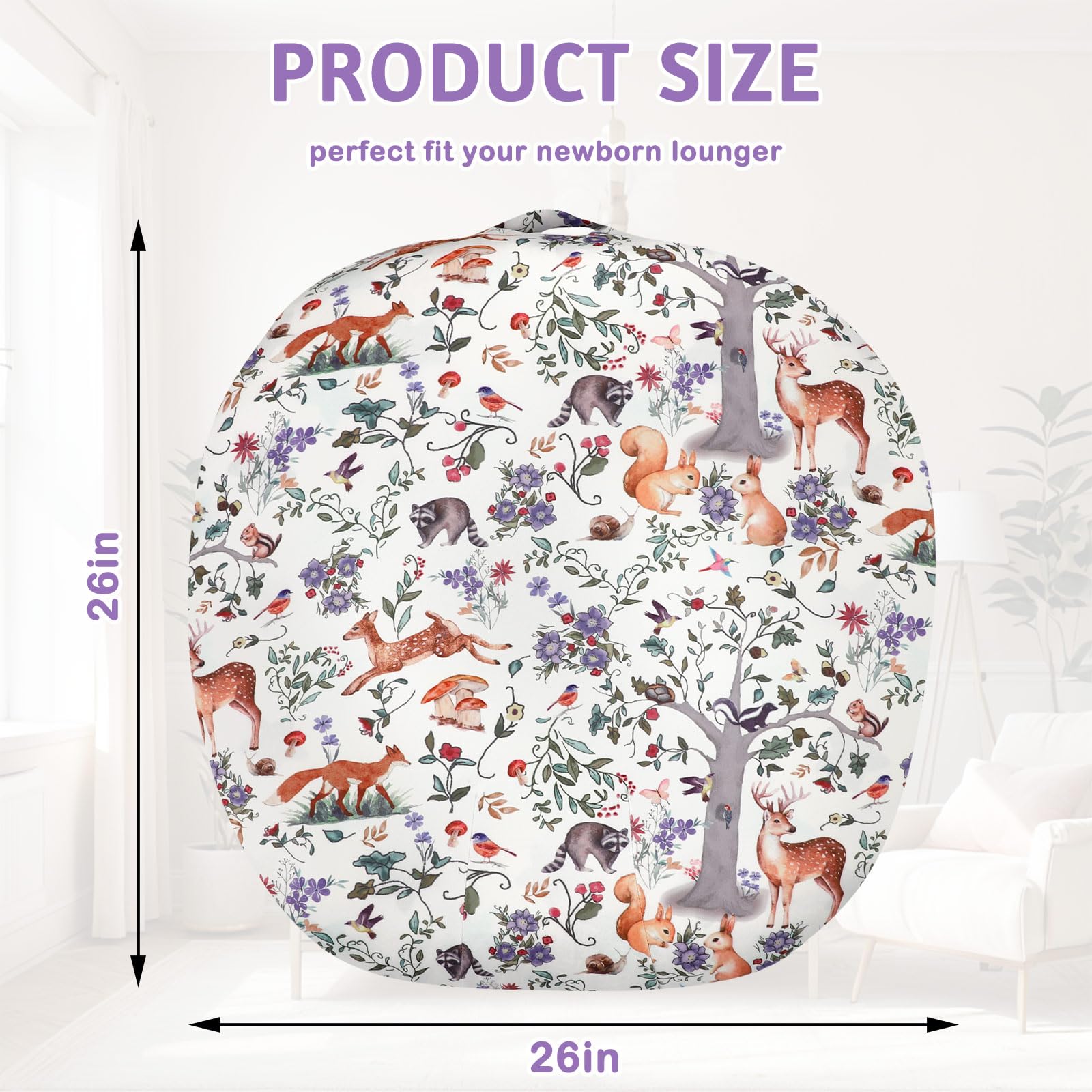 CARUILI reversible lounger cover with pattern on one side and solid Minky on the other.