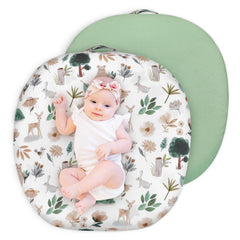 CARUILI newborn lounger cover in green animal print, ultra-soft minky fabric for baby comfort