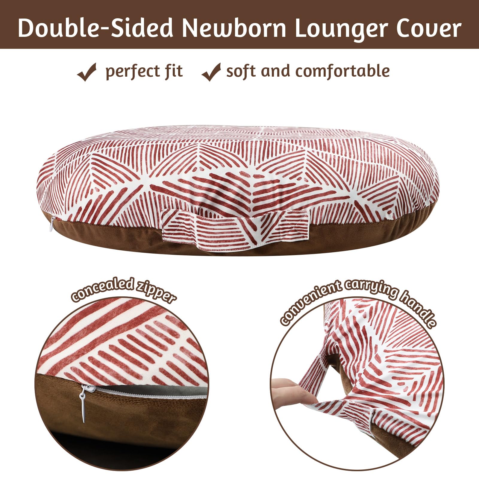 CARUILI newborn lounger cover pattern side close-up for stylish nursery