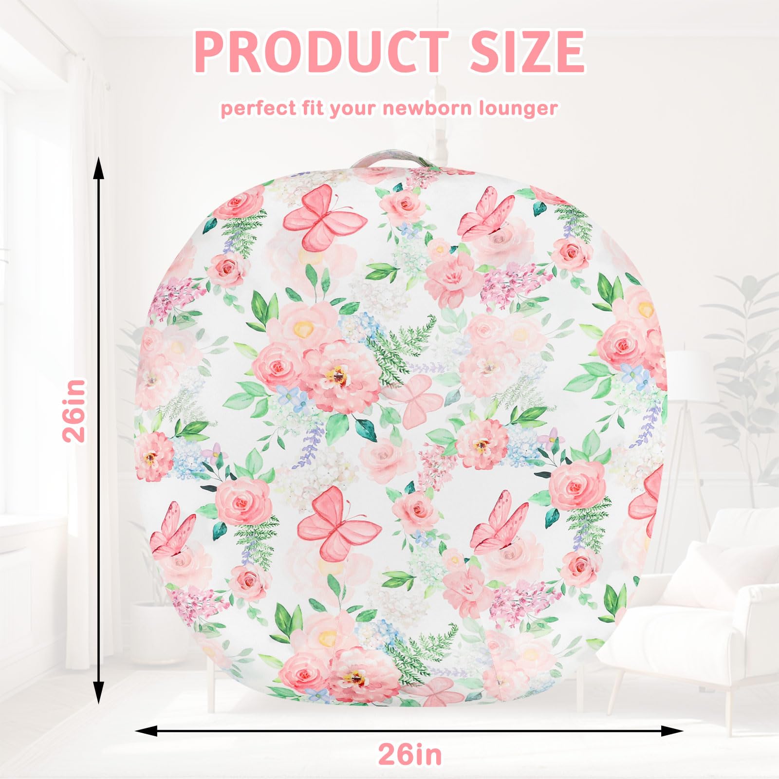 CARUILI cover pink floral butterfly backside, double-sided Minky for versatile styling.