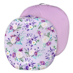 CARUILI newborn lounger cover in purple floral pattern for gentle baby comfort.
