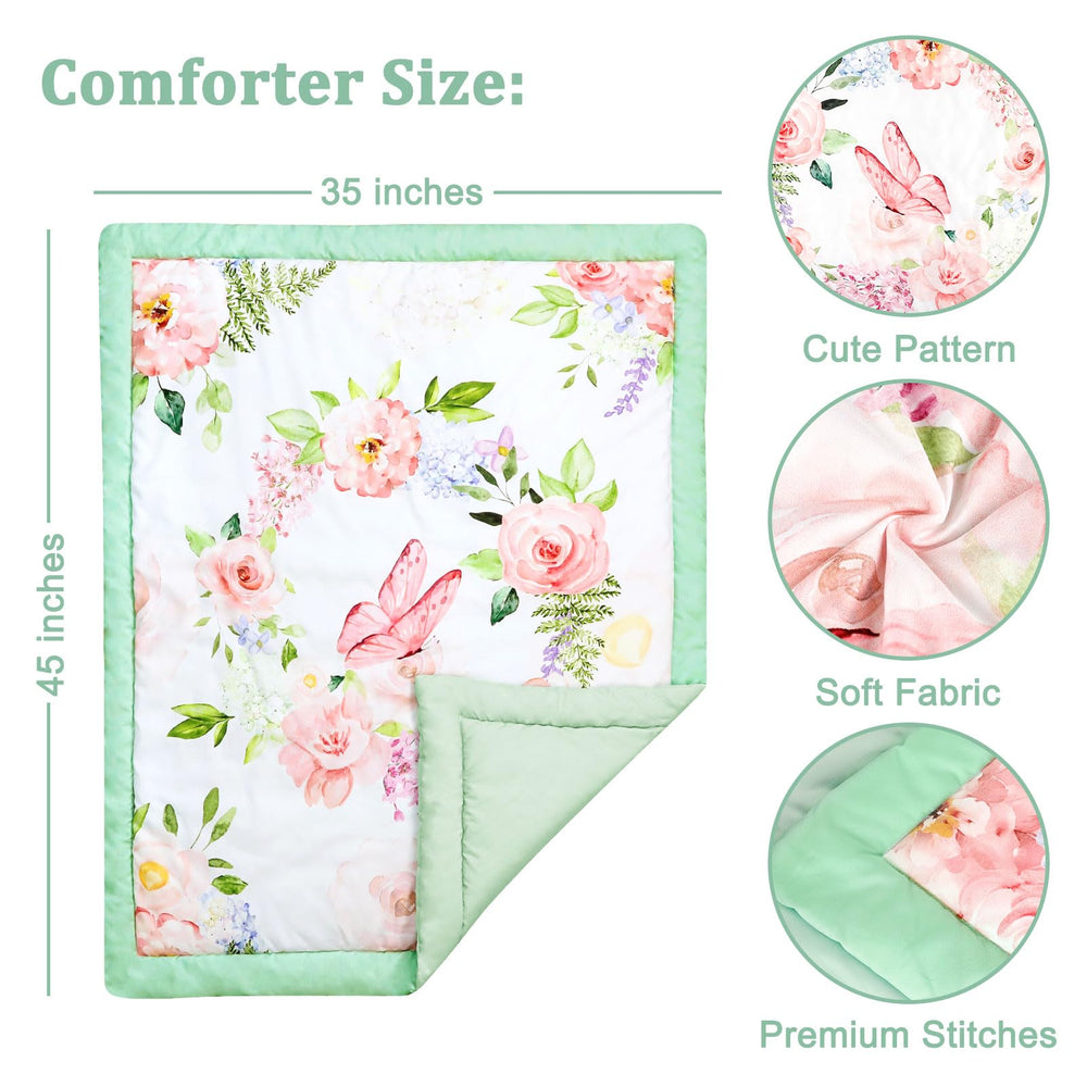 Caruili nursery theme in green and pink creates a cheerful space