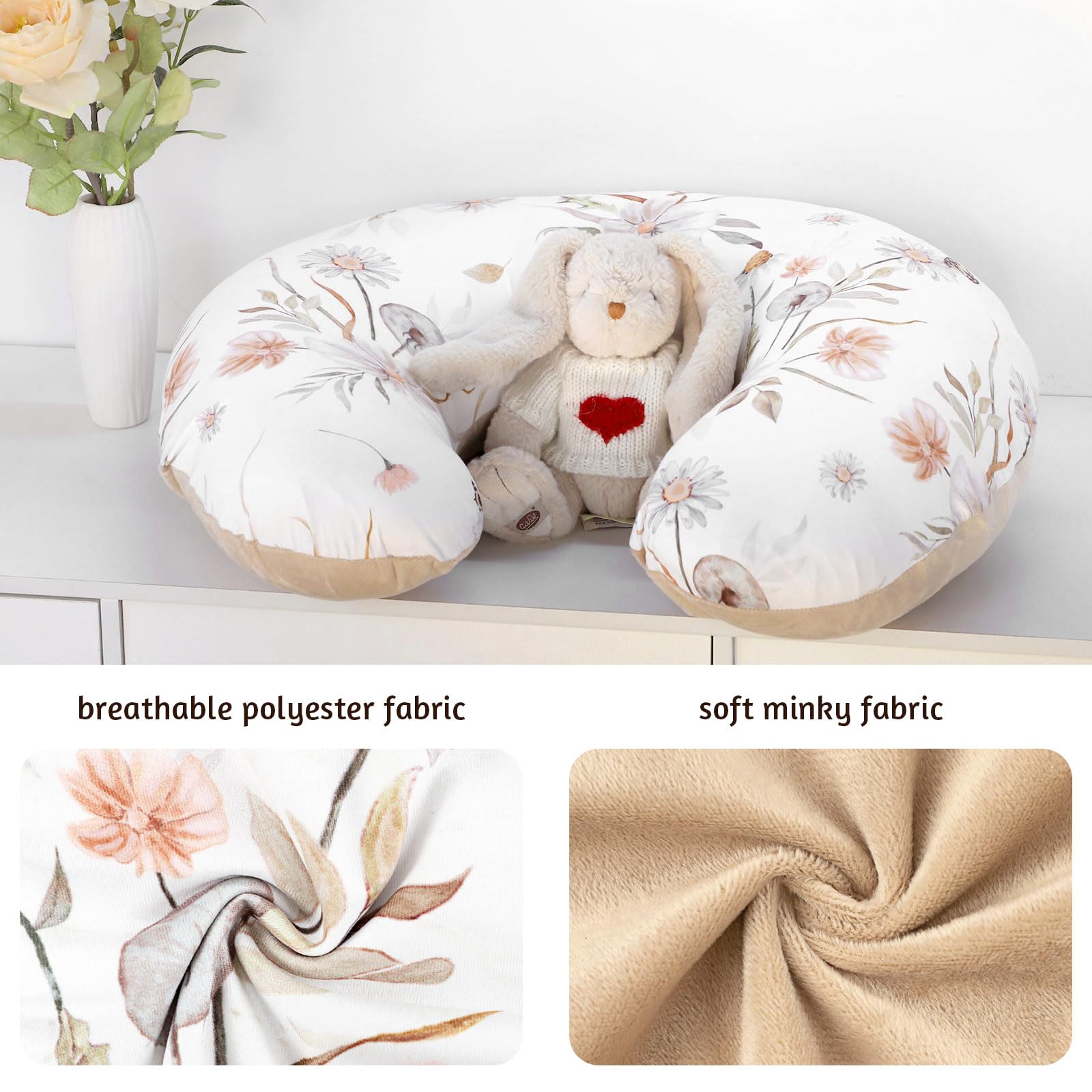 CARUILI nursing pillow cover oversized zipper for easy installation