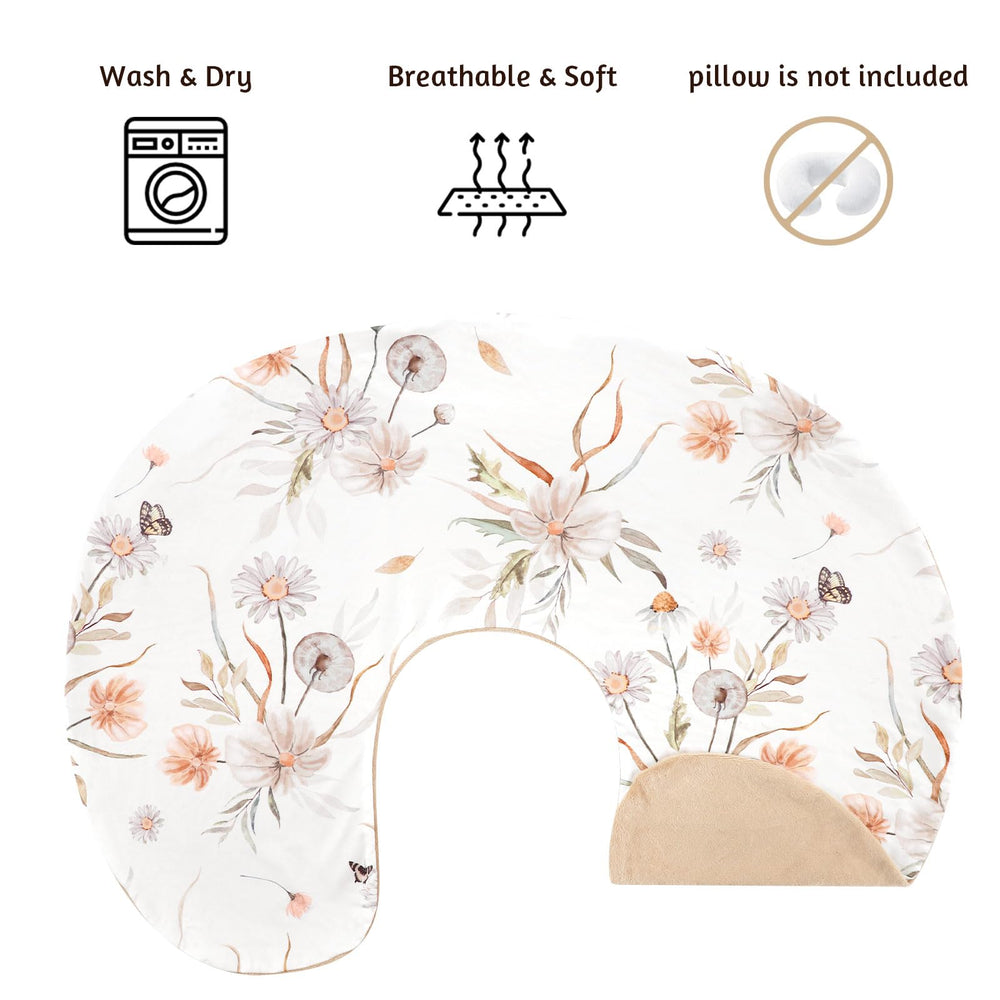 CARUILI nursing pillow cover stretch polyester and Minky feel, breathable for long sessions