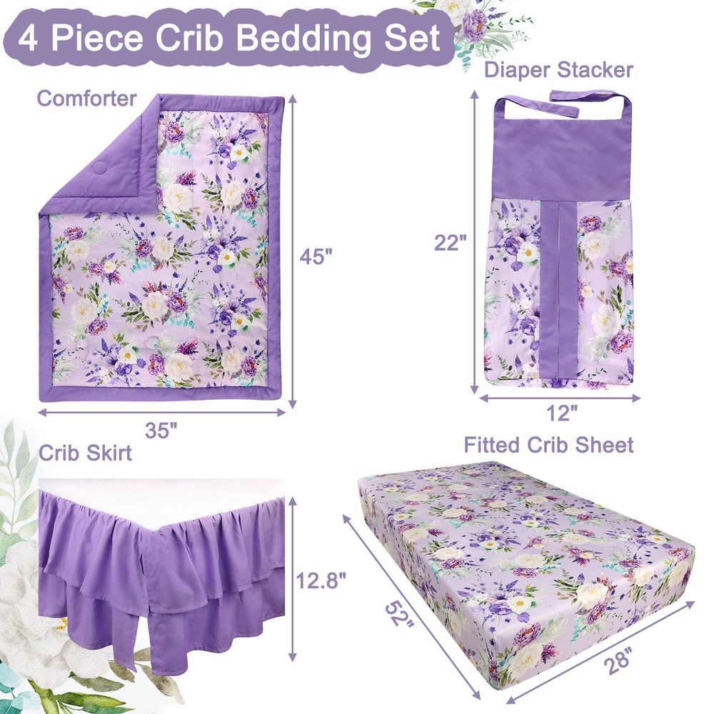 CARUILI purple floral pattern close-up adds charm and warmth to the nursery.