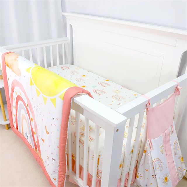 CARUILI ruffled crib skirt 12.8-inch depth hides under-crib storage