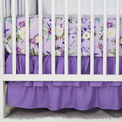 CARUILI ruffled crib skirt detail hides under-crib storage with a neat, decorative edge.