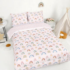 CARUILI Rainbow Comforter on toddler bedding set for colorful bedtime routine