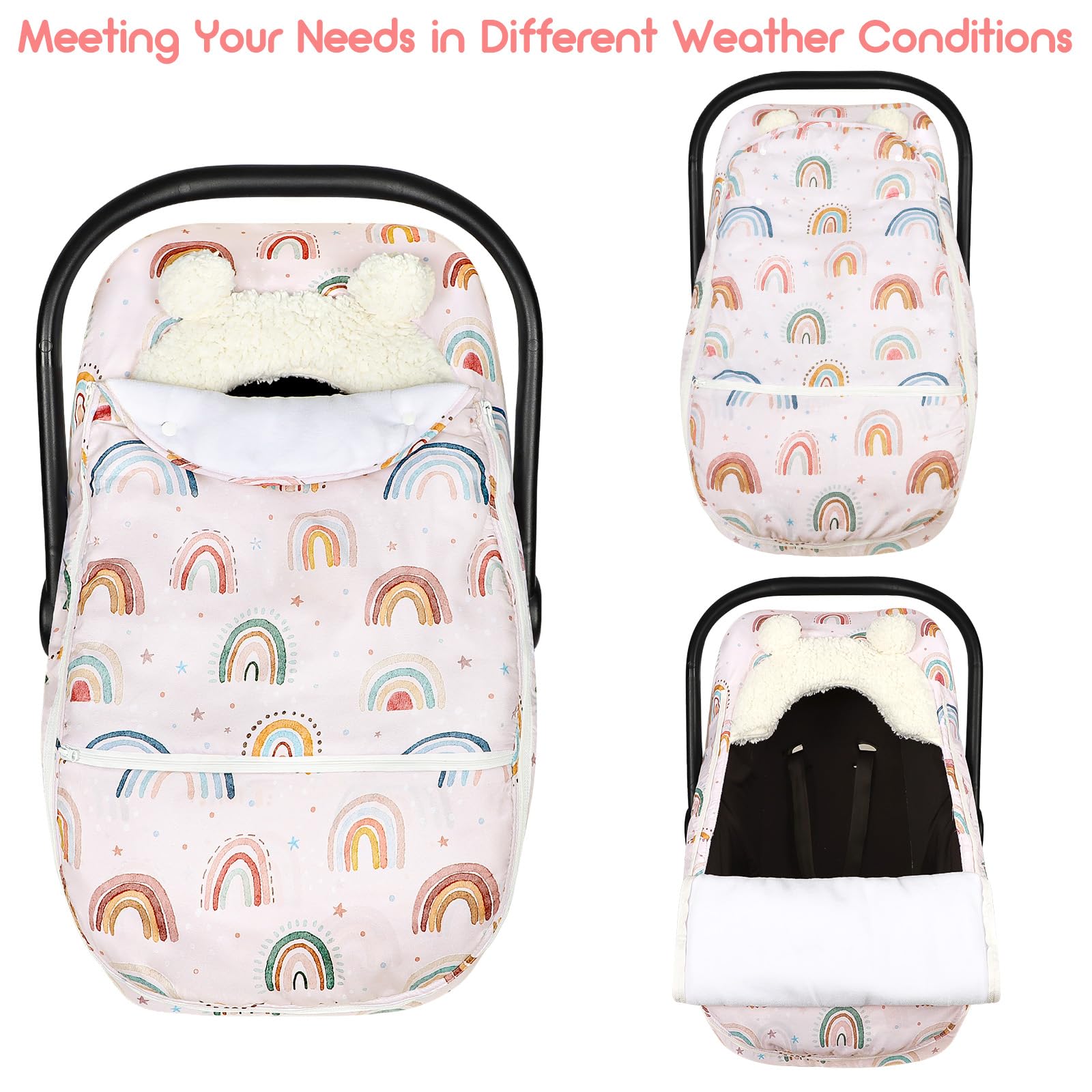 CARUILI double-zipper design lets you adjust temperature without disturbing baby