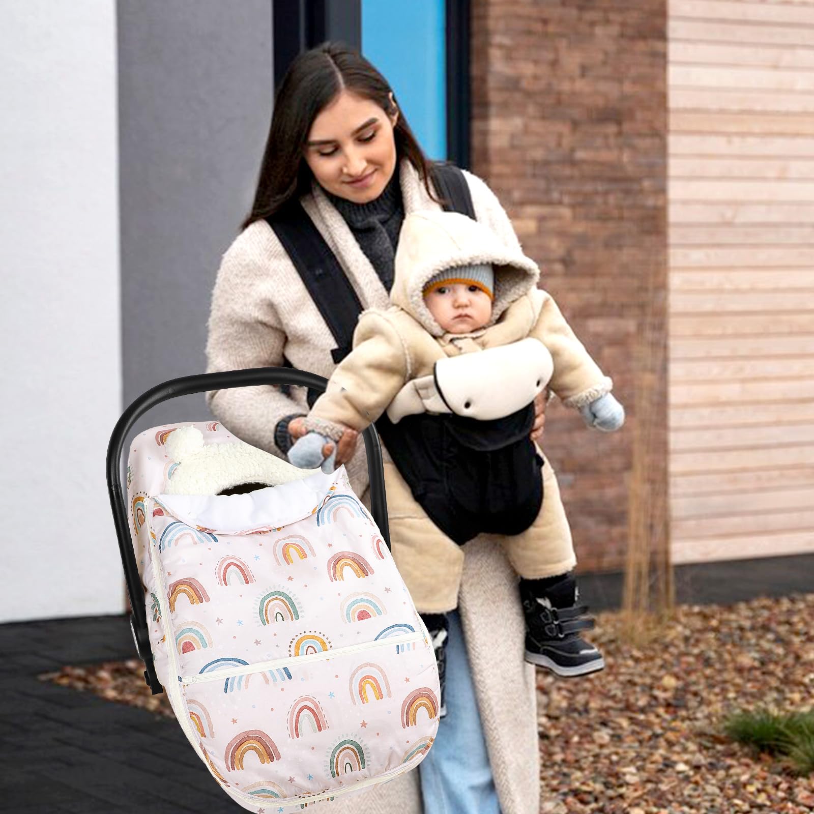 CARUILI winter car seat cover elastic bottom protects against wind and kicks