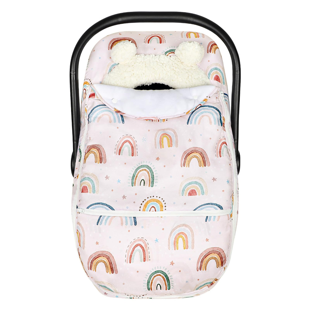 CARUILI winter car seat cover peep window lets you check baby while staying warm