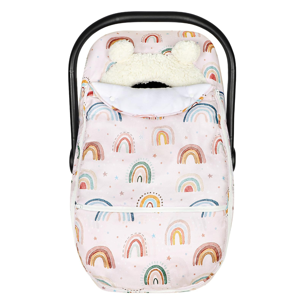 CARUILI winter car seat cover peep window lets you check baby while staying warm
