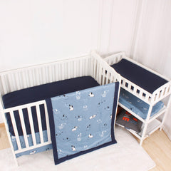 CaSaJa 4-piece crib bedding set in a bright nursery for easy setup