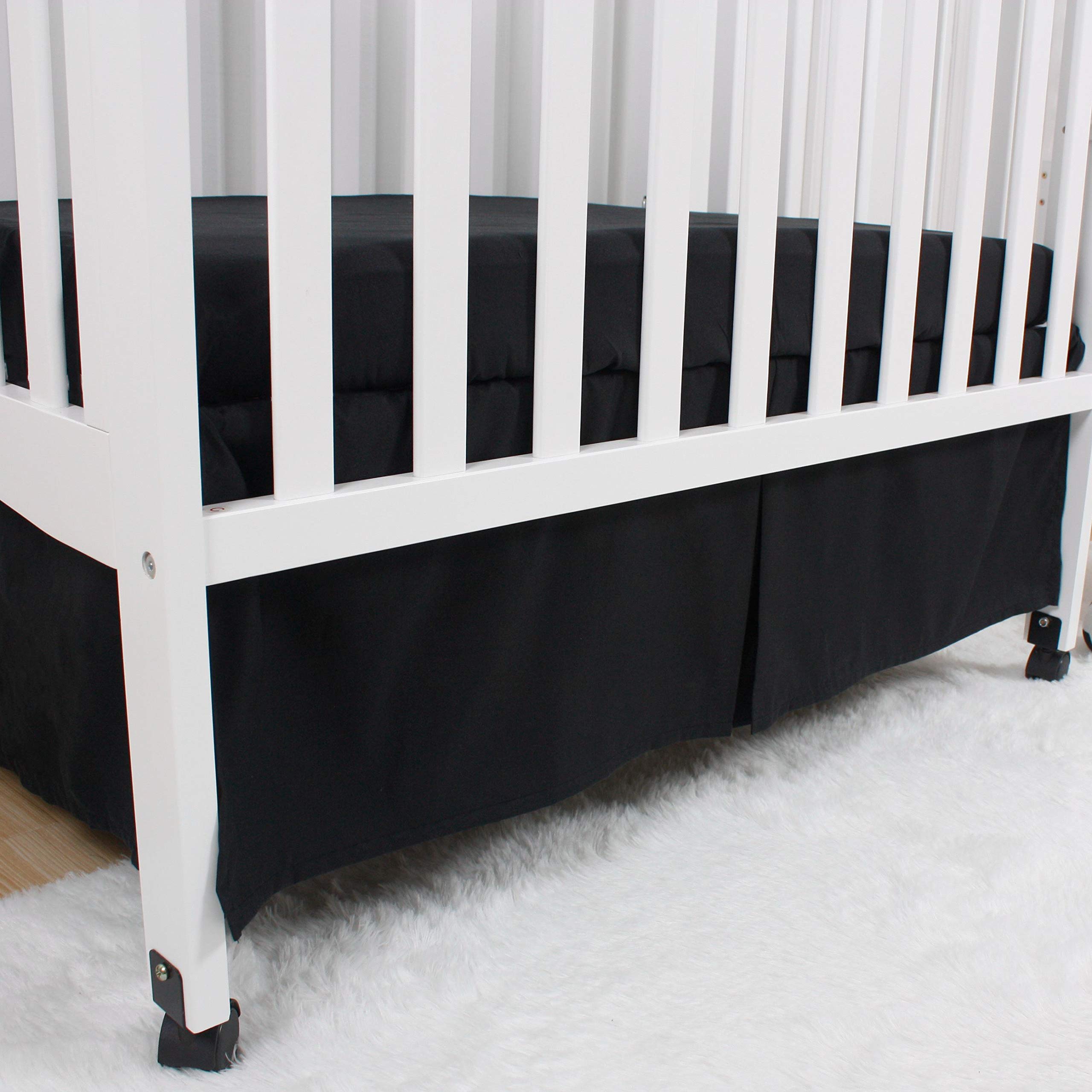 CaSaJa silk-like microfiber crib skirt adds elegant durability to mini cribs.