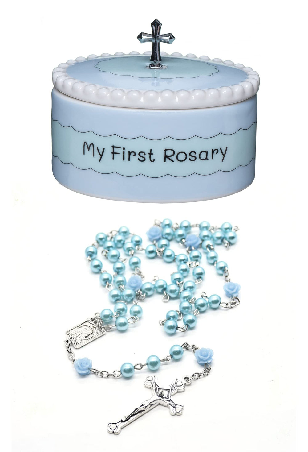 CASCADE GOODS Gift-ready keepsake box opens to reveal rosaries