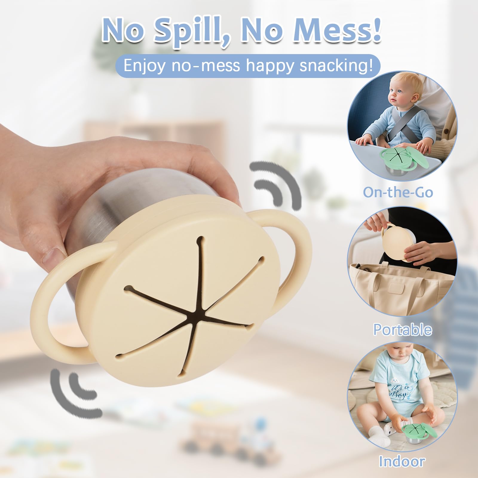 Casremee snack cups fit stroller and car cup holders for travel