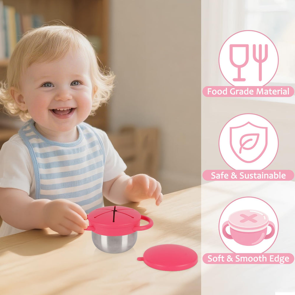 Removable travel lid keeps snacks secure during travel and outings