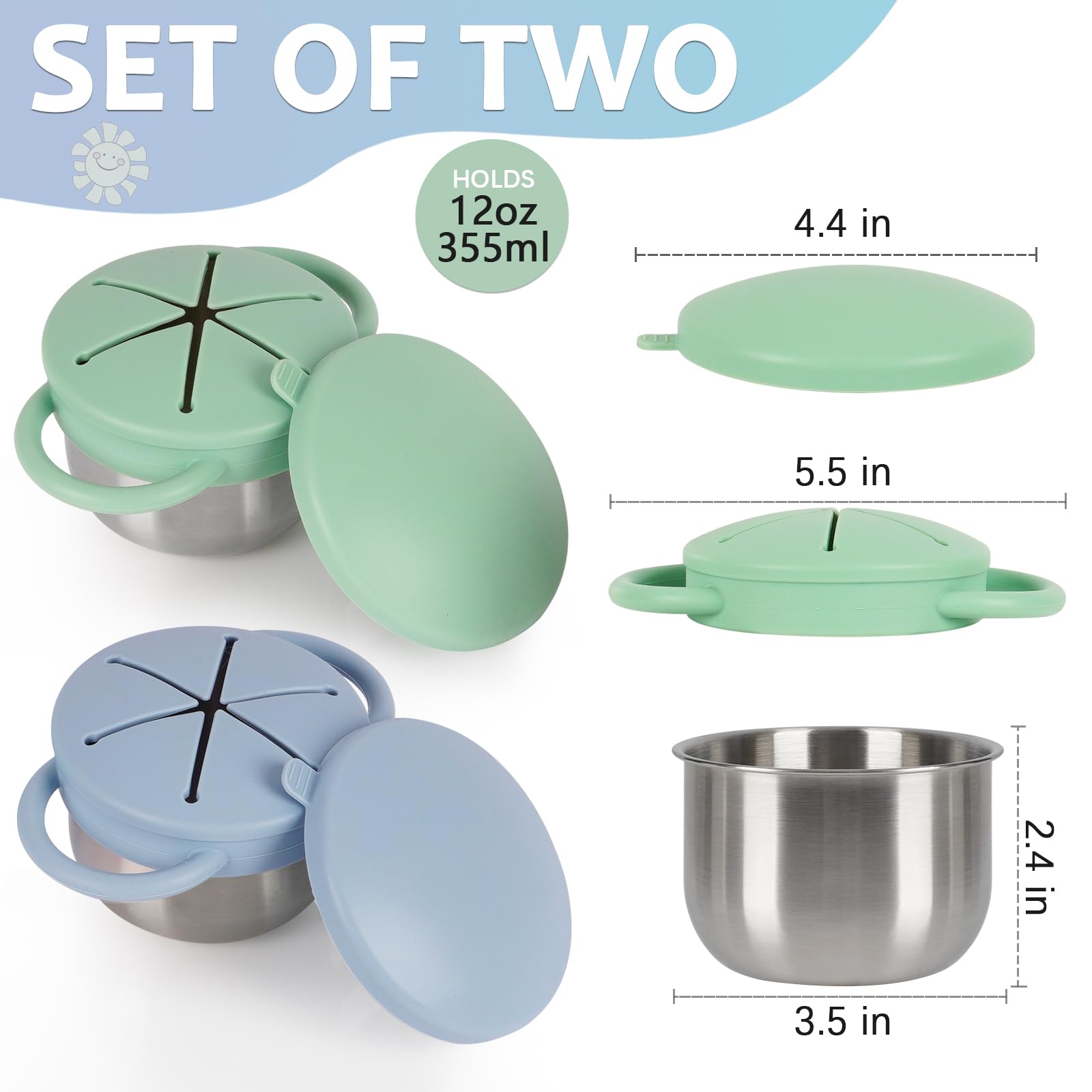 Casremee snack cups with spill-proof silicone lid, designed to minimize mess