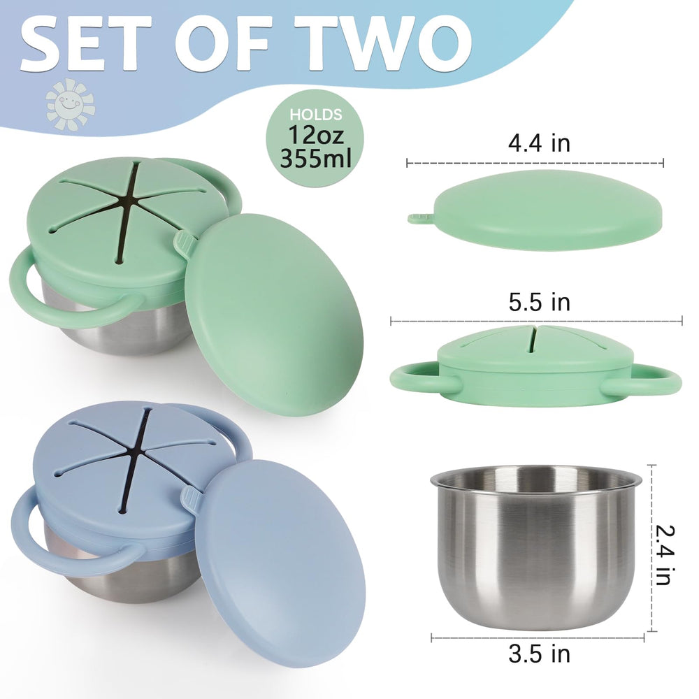 Casremee snack cups with spill-proof silicone lid, designed to minimize mess