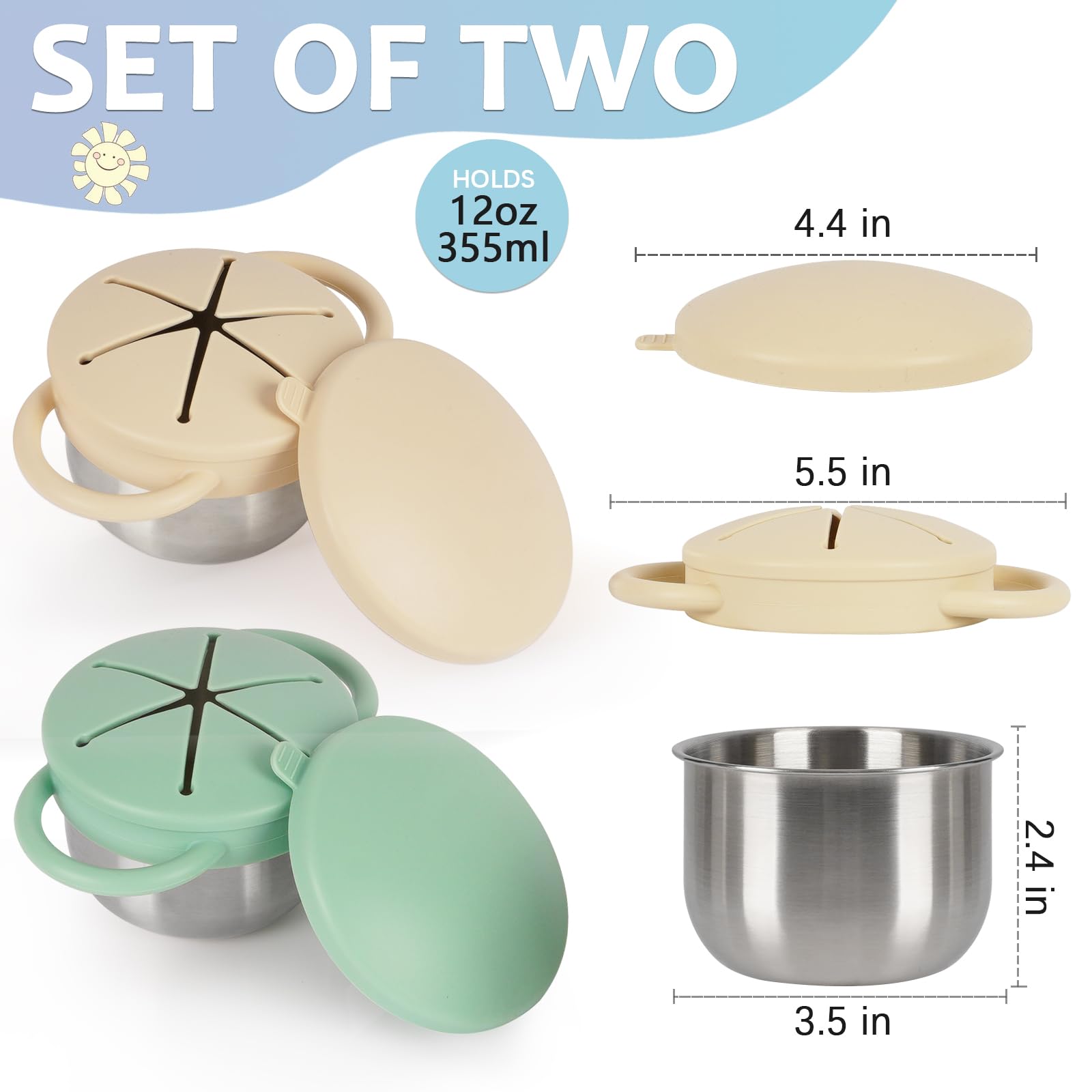 Casremee snack cups with spill-proof silicone lid to prevent mess on the go