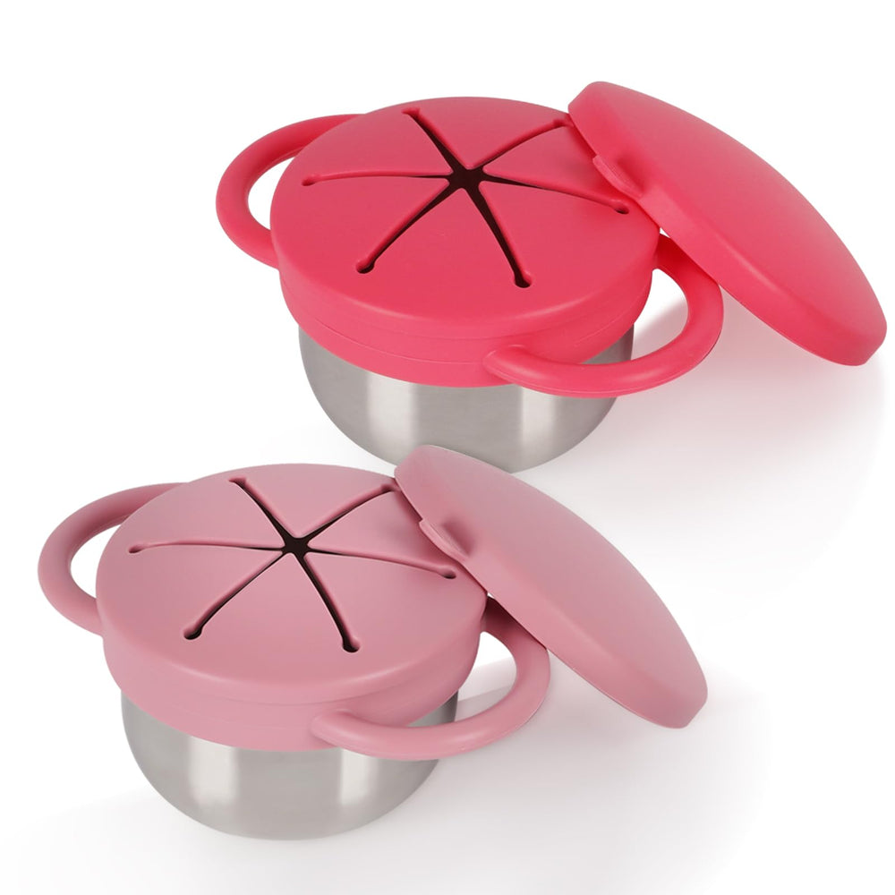 Casremee snack cups for toddlers with easy-hold handles for mess-free snacking