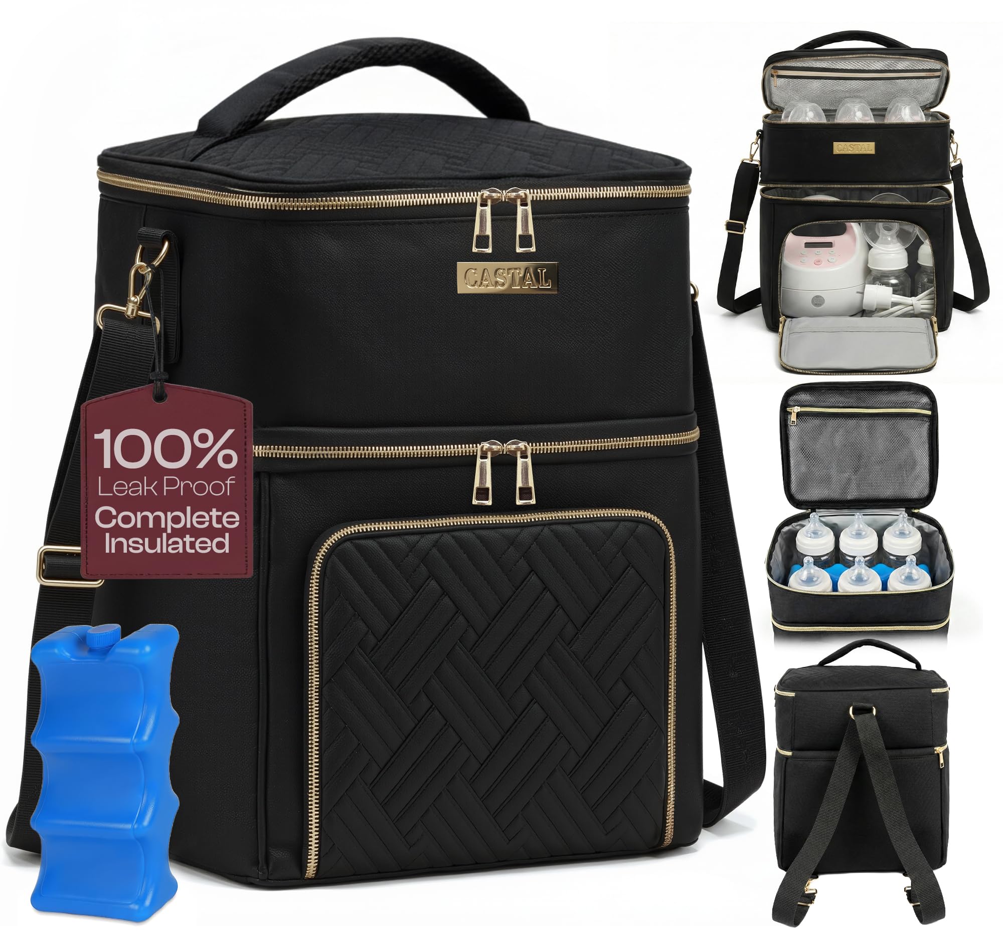 Castal breastpump bag insulated for Spectra S1/S2 keeps milk cool during travel.
