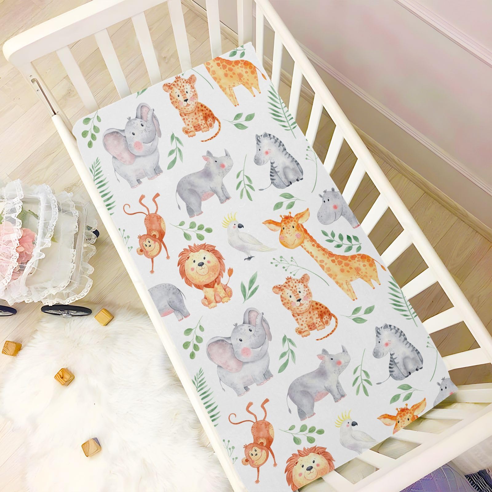 CaTaKu 360-degree elastic band crib sheet ensures a snug fit on the mattress