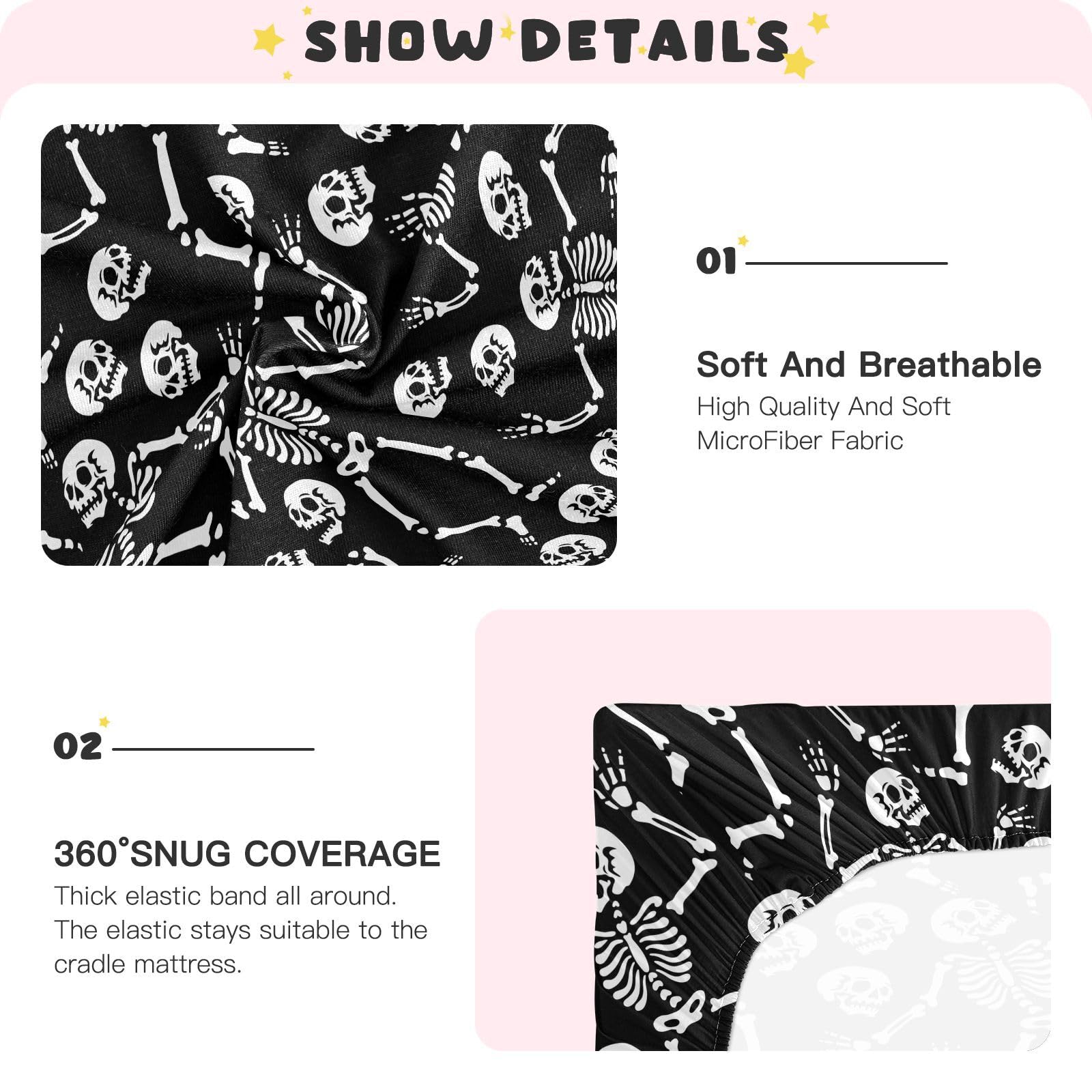 CaTaKu 360-degree elastic edge on skull crib sheet