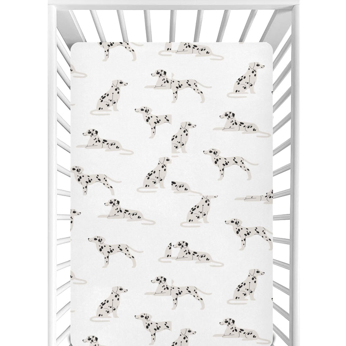 CaTaKu baby crib sheets cartoon dalmatians closeup showing soft, breathable fabric