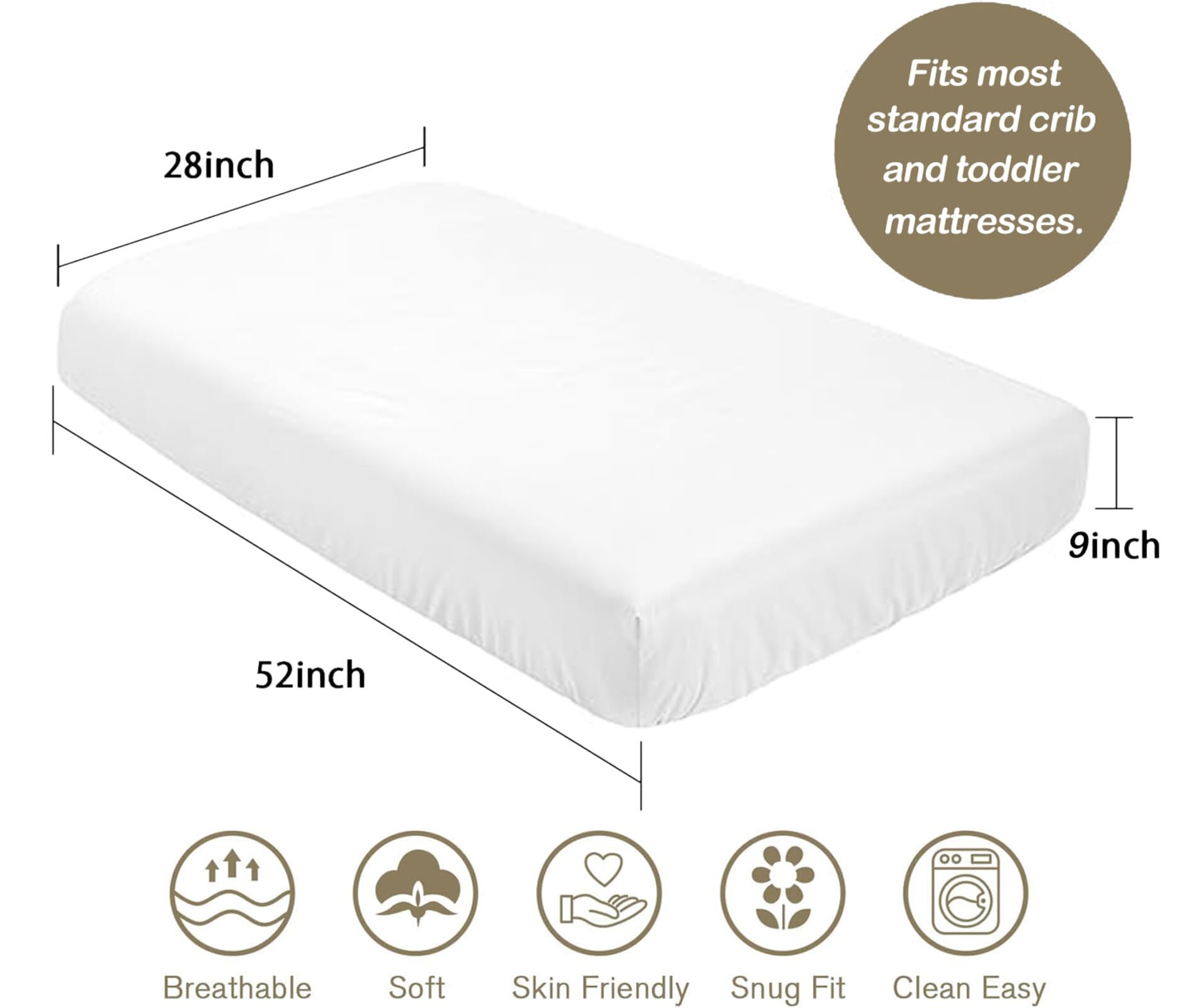 CaTaKu mini crib sheet fits 5- to 9-inch deep mattresses