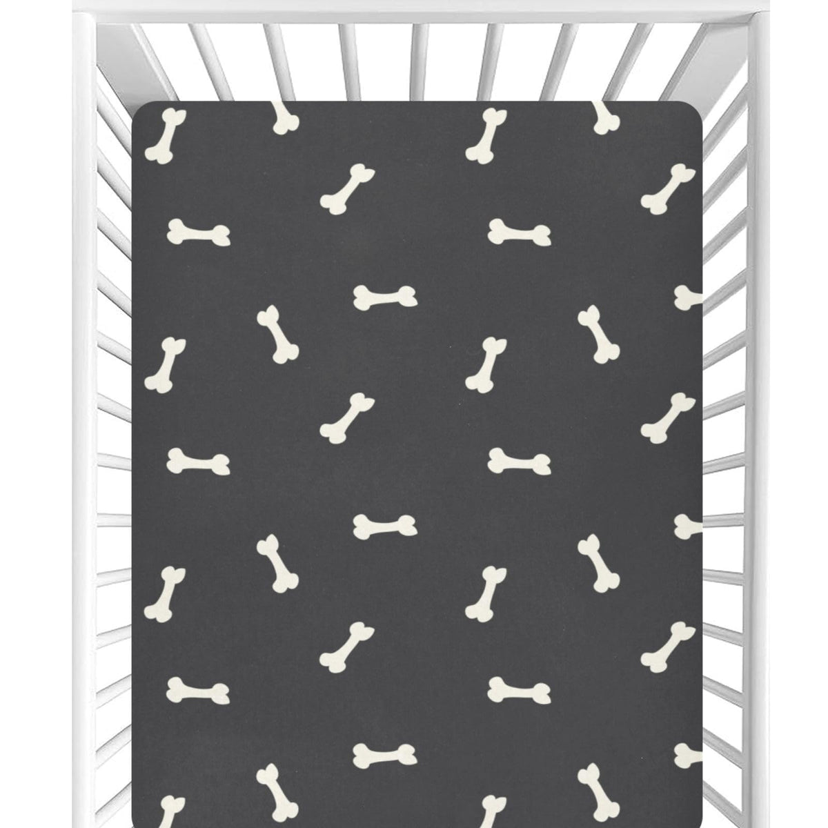 CaTaKu crib sheets with black bone dog pattern for cute nursery decor