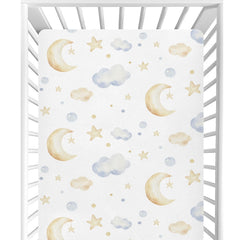CaTaKu Clouds & Stars crib sheets closeup showing soft, breathable fabric.