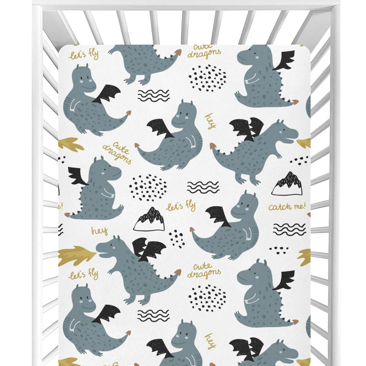 CaTaKu Dragons baby sheets pack adds playful dragon print to nursery decor.