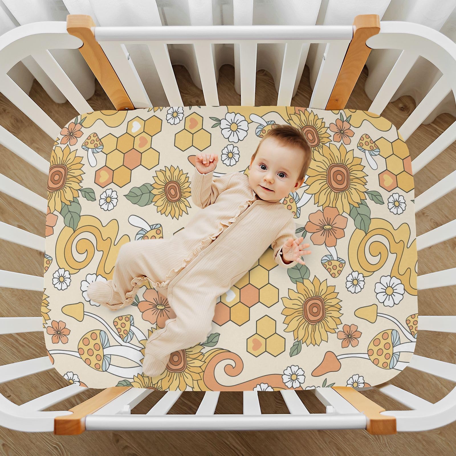 CaTaKu Hippie Flower Honey crib sheet gift ready for baby shower