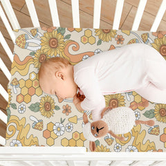CaTaKu Hippie Flower Honey sheet fits S mini crib dimensions for playard use