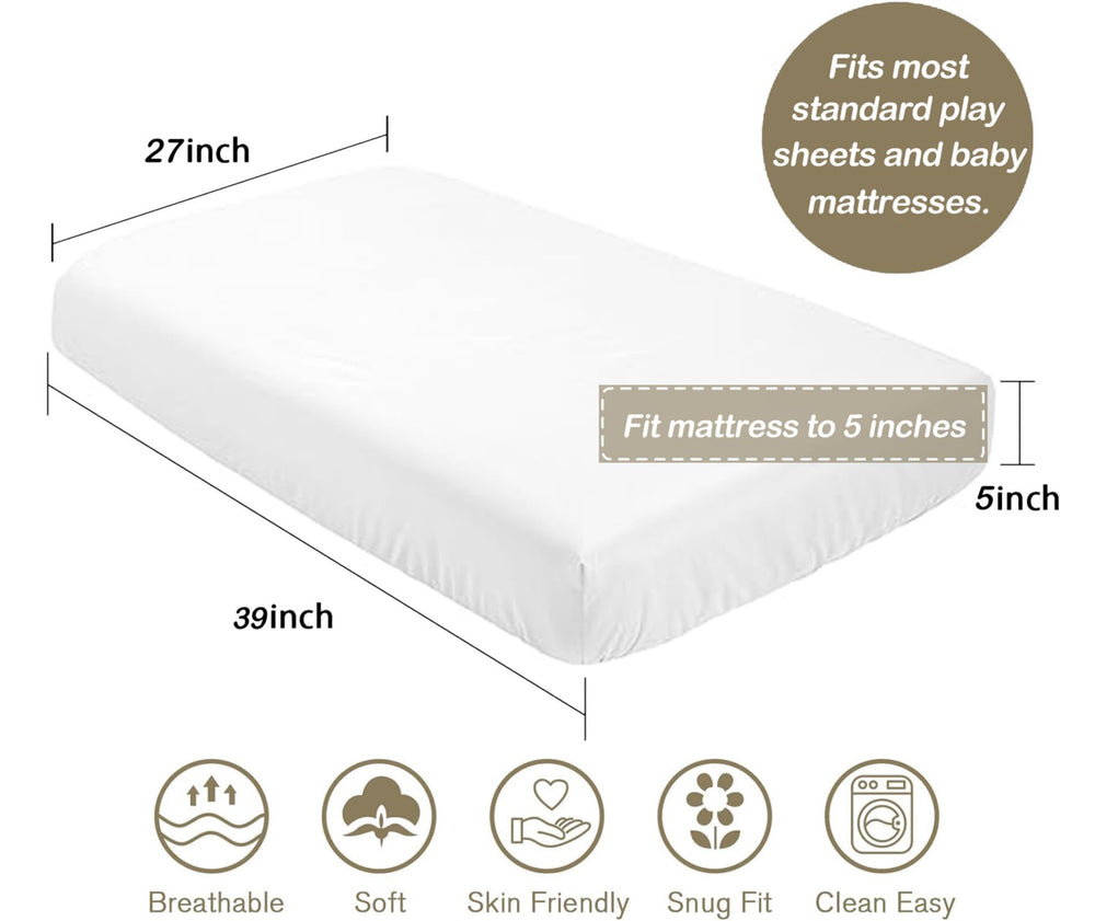 CaTaKu mini crib sheet provides snug fit on 5-9 inch mattresses.